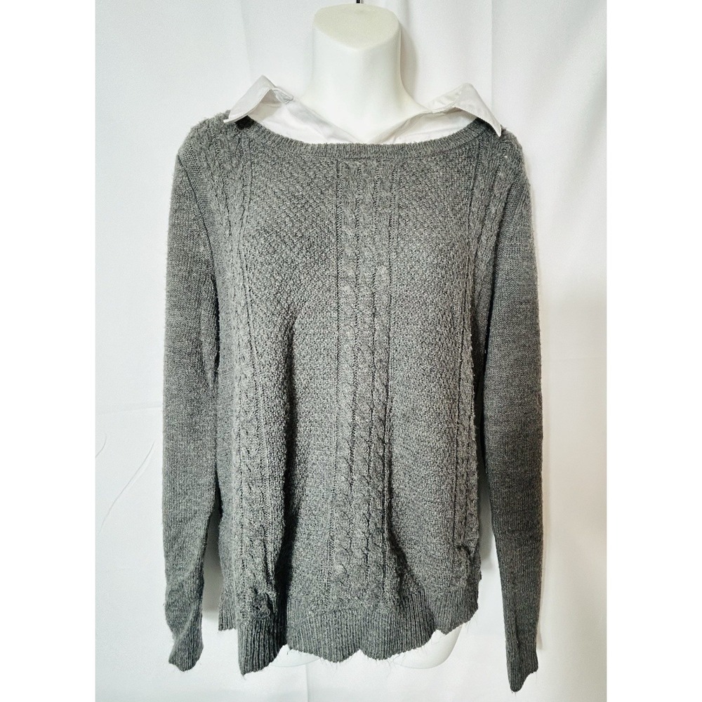 Faded Glory Y2K Collar Sweater Top Size XL Neutral Old Money Ivy League Academia